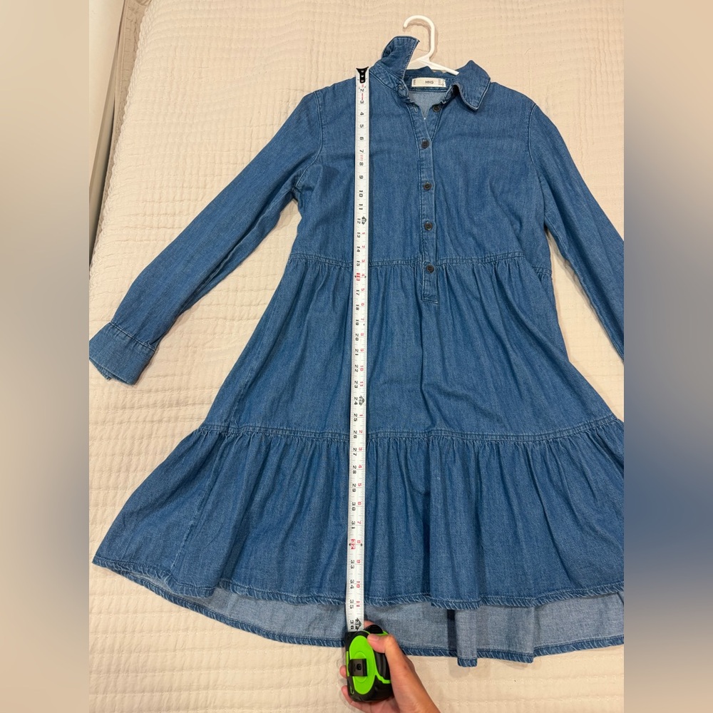 Mango tiered long-sleeve denim shirt dress - Picture 4 of 5